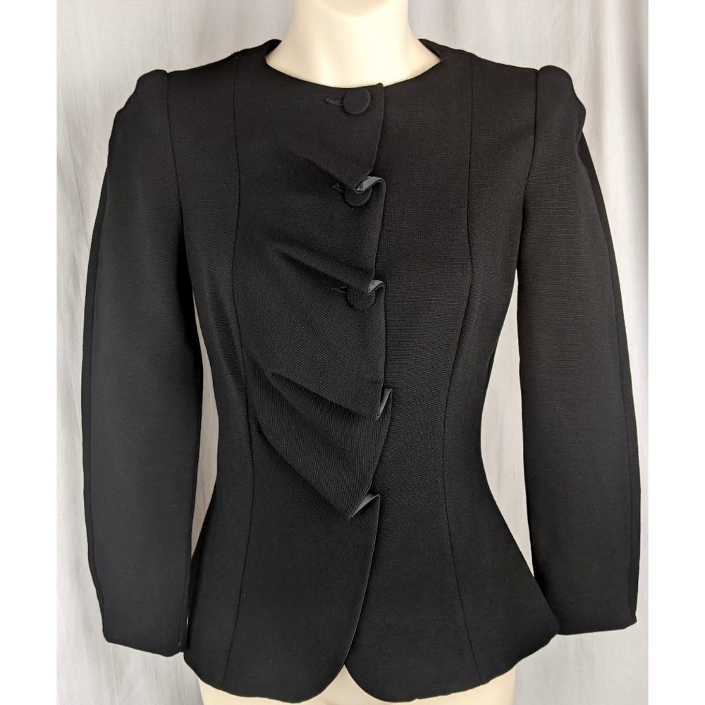 ARMANI Collezioni blazer jacket black ruffles 4 - Picture 1 of 6